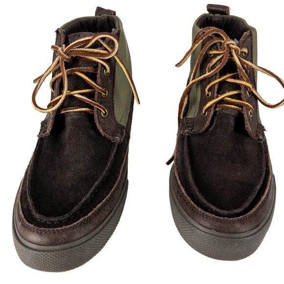 Polo by Ralph Lauren Shoes Men's 8.5D Canvas Suede Green Black Rawhide Laces